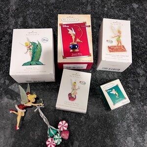 Disney Tinker Bell Holiday Ornament lot. 5 hallmark keepsake + 1 Disney store